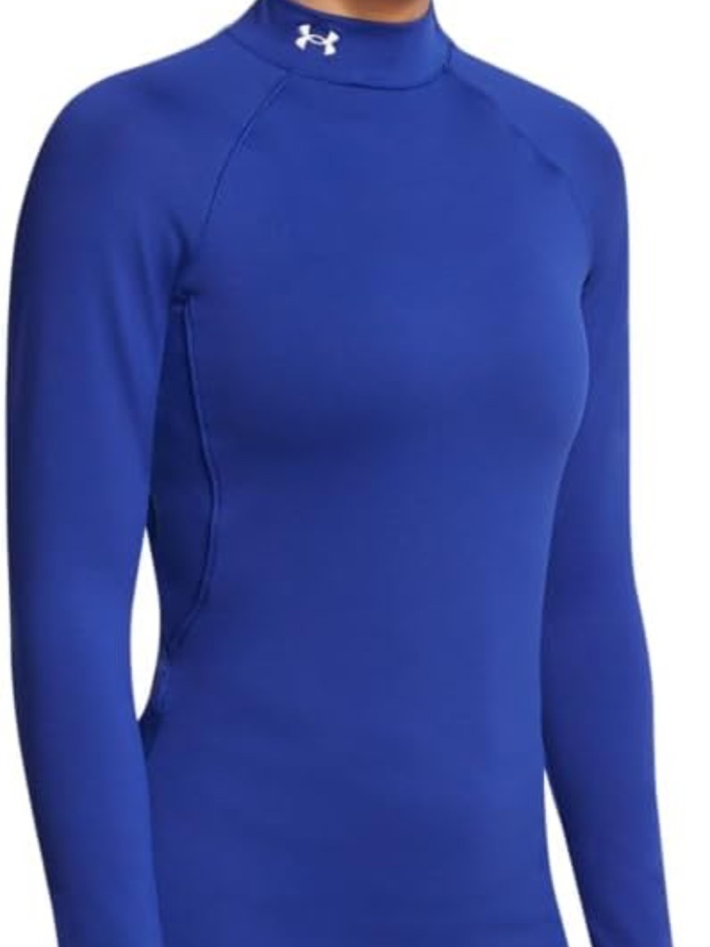 Under Armour ColdGear Mock Neck Compression Shirt Royal Blue Medium M Base Layer